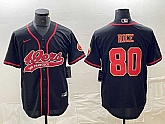 Men's San Francisco 49ers #80 Jerry Rice Black Red With Patch Cool Base Stitched Baseball Jersey,baseball caps,new era cap wholesale,wholesale hats